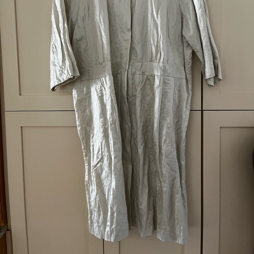Eileen Fisher Steel Satin Coatdress XL NWT Ivory